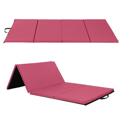 FDW Yoga Arts Mat Gymnastics Mat Wrestling Mat Tumbling Mat Gym Mat Folding Gymnastic Mat Thick PU Leather Exercise Mat, Burgundy | Target
