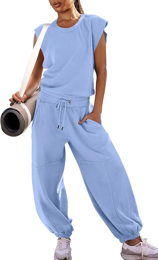 LAMISSCHE Womens Oversized Wide Leg Jumpsuit with Pockets Elastic Waist Workout Onesie Romper Ope... | Amazon (US)