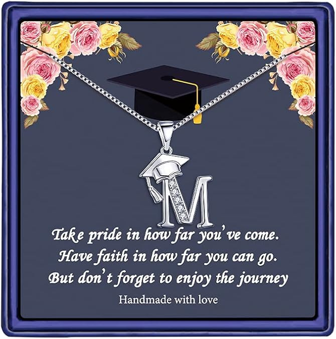 Graduation Gifts for Her 2023 Initial Necklaces, 26 Initial Meaningful Cap Pendant Graduation Nec... | Amazon (US)