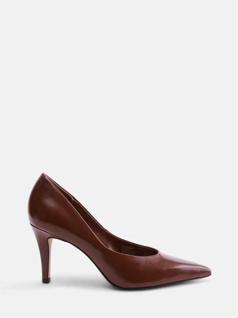 Free Assembly Women's Faux Leather Pointed Toe Pumps | Walmart (US)