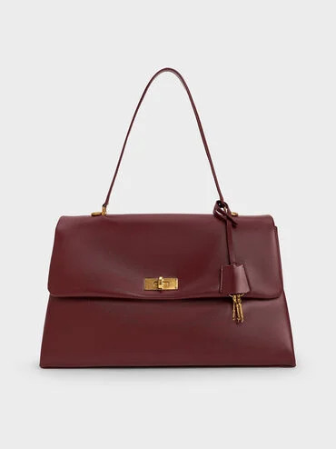 Mulberry Plum Kerry Top Handle Satchel Bag | CHARLES & KEITH | Charles & Keith EU
