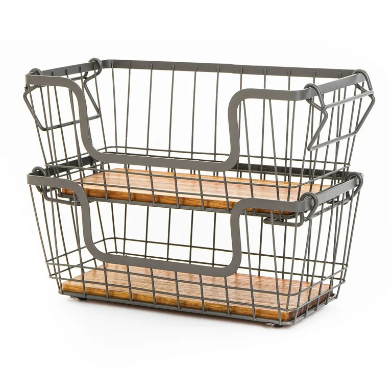 Better Homes & Gardens Metal Medium Kitchen Pantry Organization Basket, 12.63" x 10.63" x 8.5" | Walmart (US)