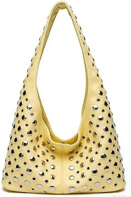 Women Punk Handbag Y2k Shoulder Purse Studded Handbags Soft PU Leather Tote Bag Top Handle Trend Purse Slouchy Streetwear | Amazon (US)
