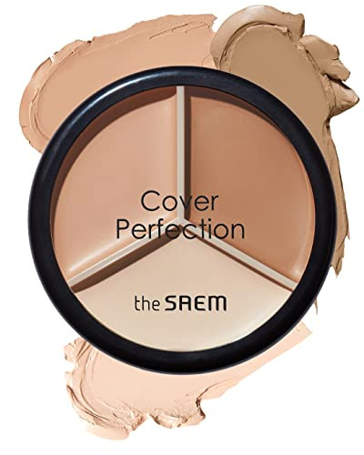 THE SAEM Cover Perfection Triple Pot Concealer – 3 Color Concealer with Full Coverage Natural Beige Shade Covers Blemishes Spots, Highlighter & Contouring, 02 Contour Beige | Amazon (US)