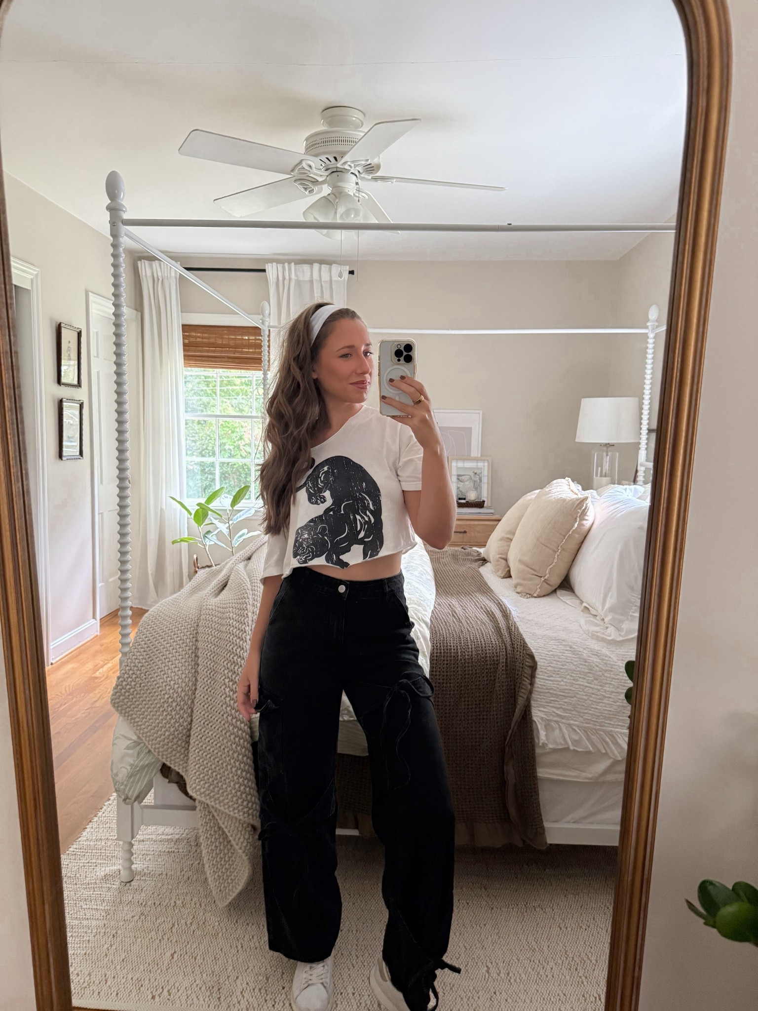 Carolina Panthers game day outfit 🤍 

NFL outfit, game day look, cargo jeans, sporty jeans, bow detail

#LTKFindsUnder50 #LTKStyleTip