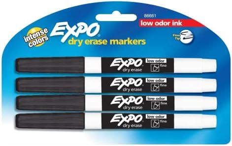 EXPO 86661 Low-Odor Dry Erase Markers, Fine Point, Black, 4-Count | Amazon (US)