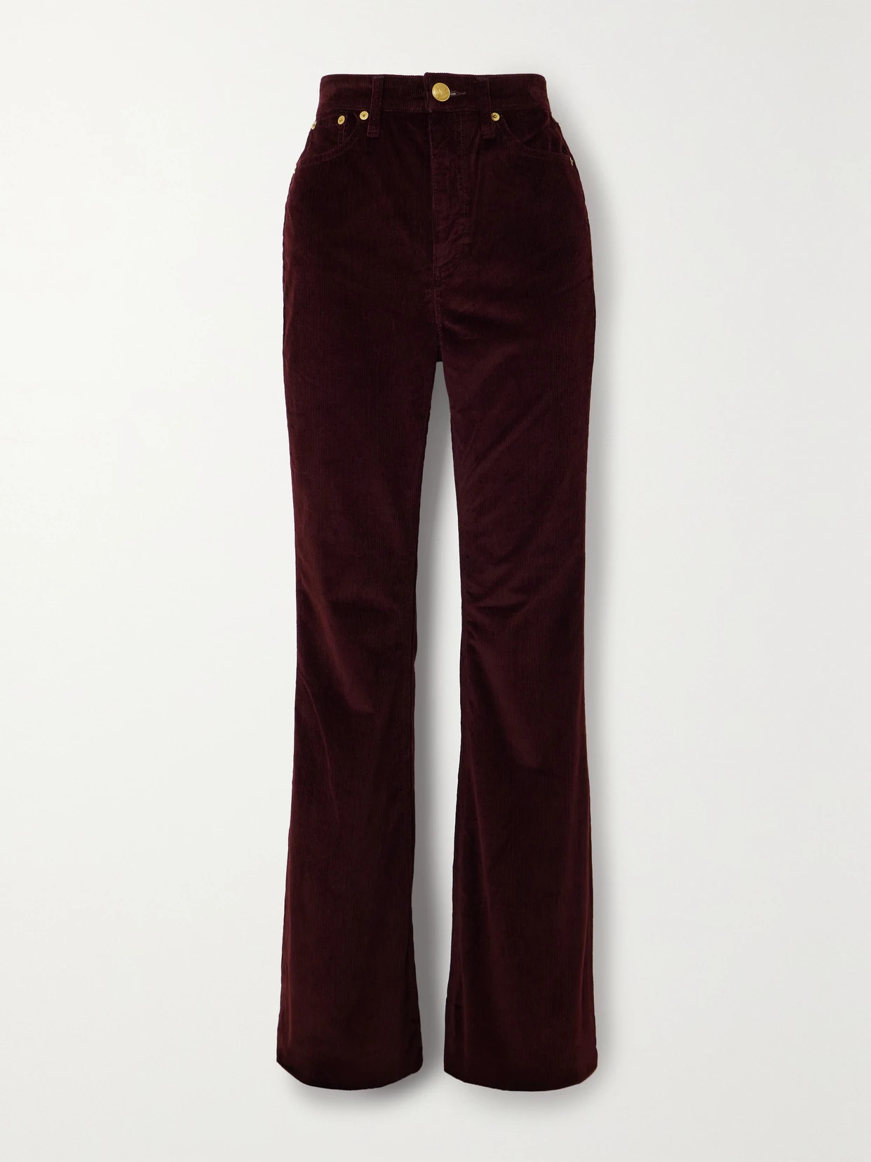 rag & bone - Casey Cotton-blend Corduroy Flared Pants - Burgundy | NET-A-PORTER (US)