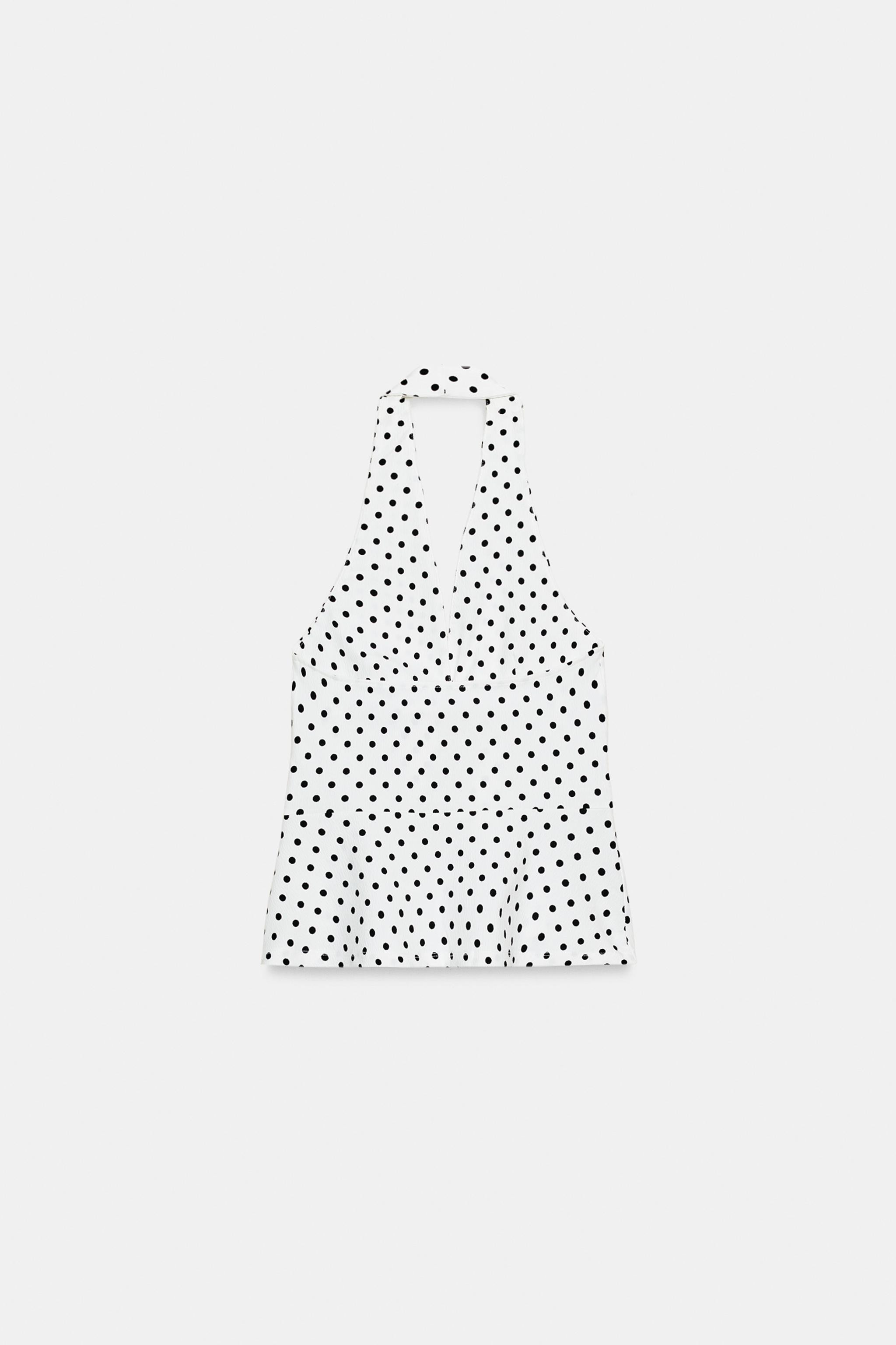 STRETCH HALTER NECK TOP WITH DOTS | Zara UK