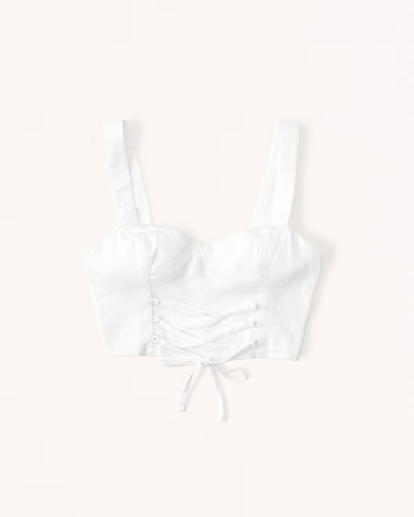 Women's Lace-Up Linen-Blend Set Top | Women's Tops | Abercrombie.com | Abercrombie & Fitch (US)