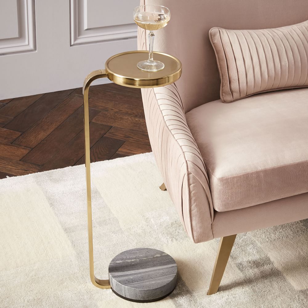 Murray Drink Table, Gray Marble/Antique Brass | West Elm (US)