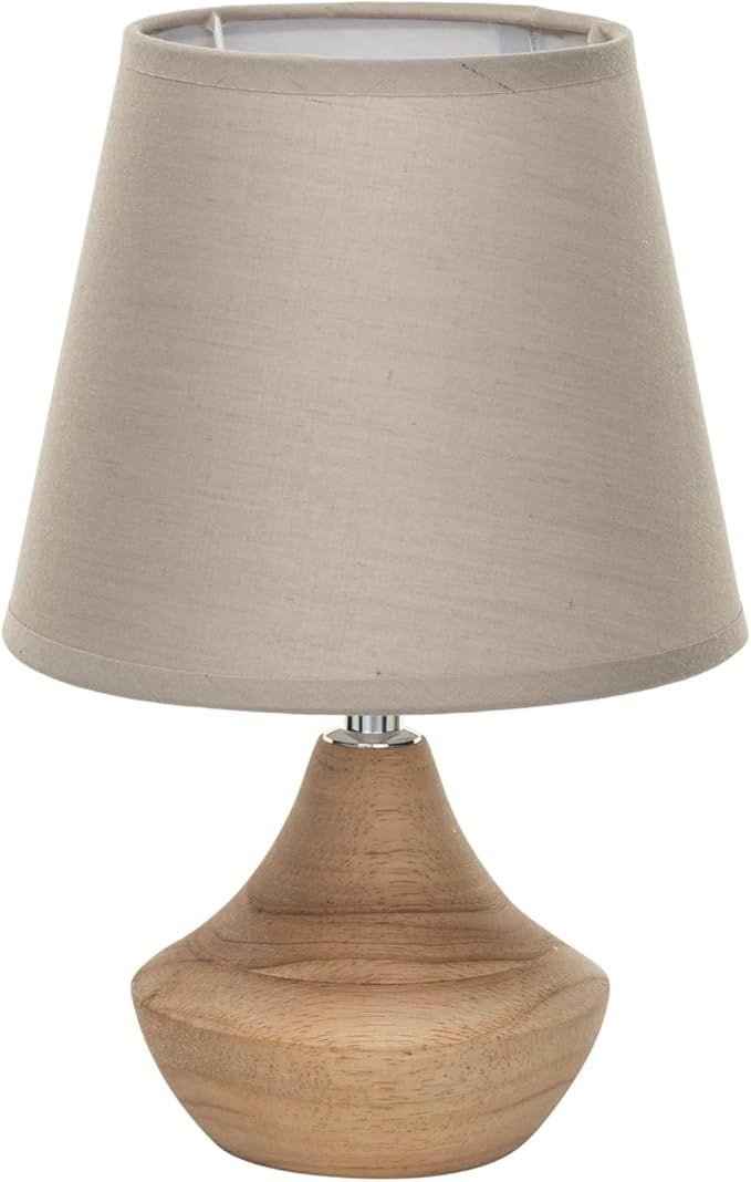 Creative Co-Op Eucalyptus Wood Table Lamp with Linen Shade, Natural | Amazon (US)