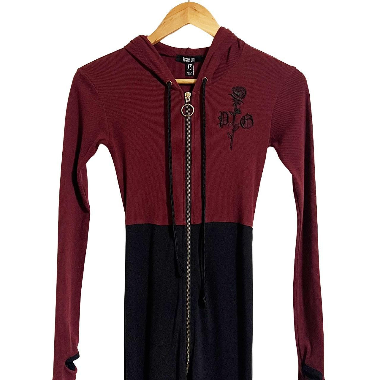 Poster Girl Women's Skinny Jumpsuit - Burgundy/Black - XS | Depop US