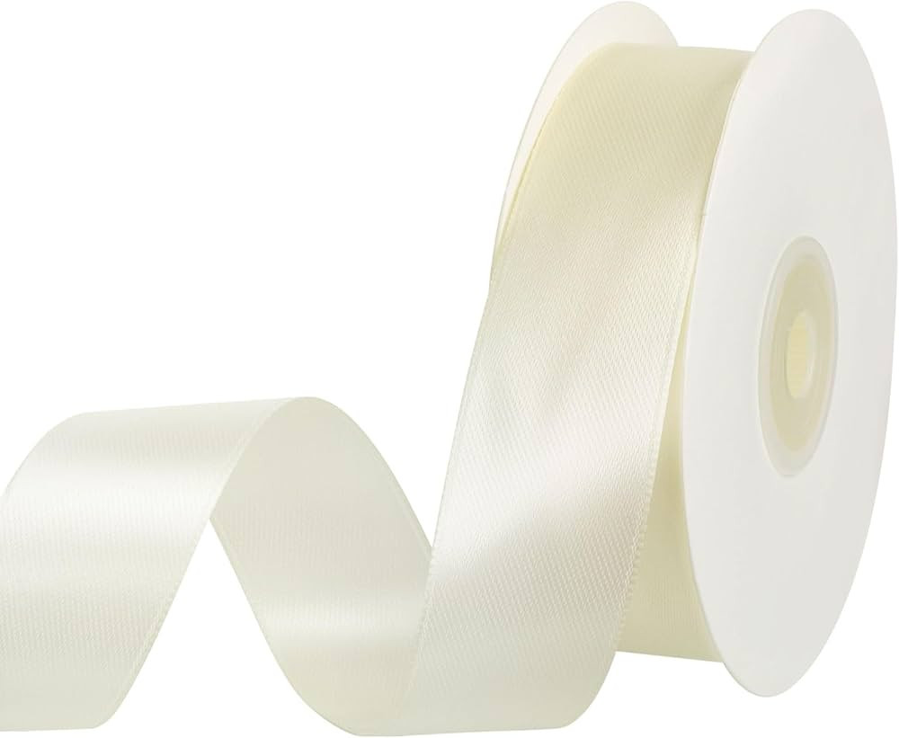 Double Faced Ivory Ribbon 1 Inch 30 Yards Cream Satin Ribbon for Gift Wrapping Crafts Flower Bouq... | Amazon (US)