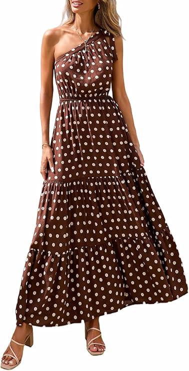 PRETTYGARDEN Women's Summer Floral One Shoulder Maxi Dress Knot Ruffle Boho Beach Vacation Weddin... | Amazon (US)