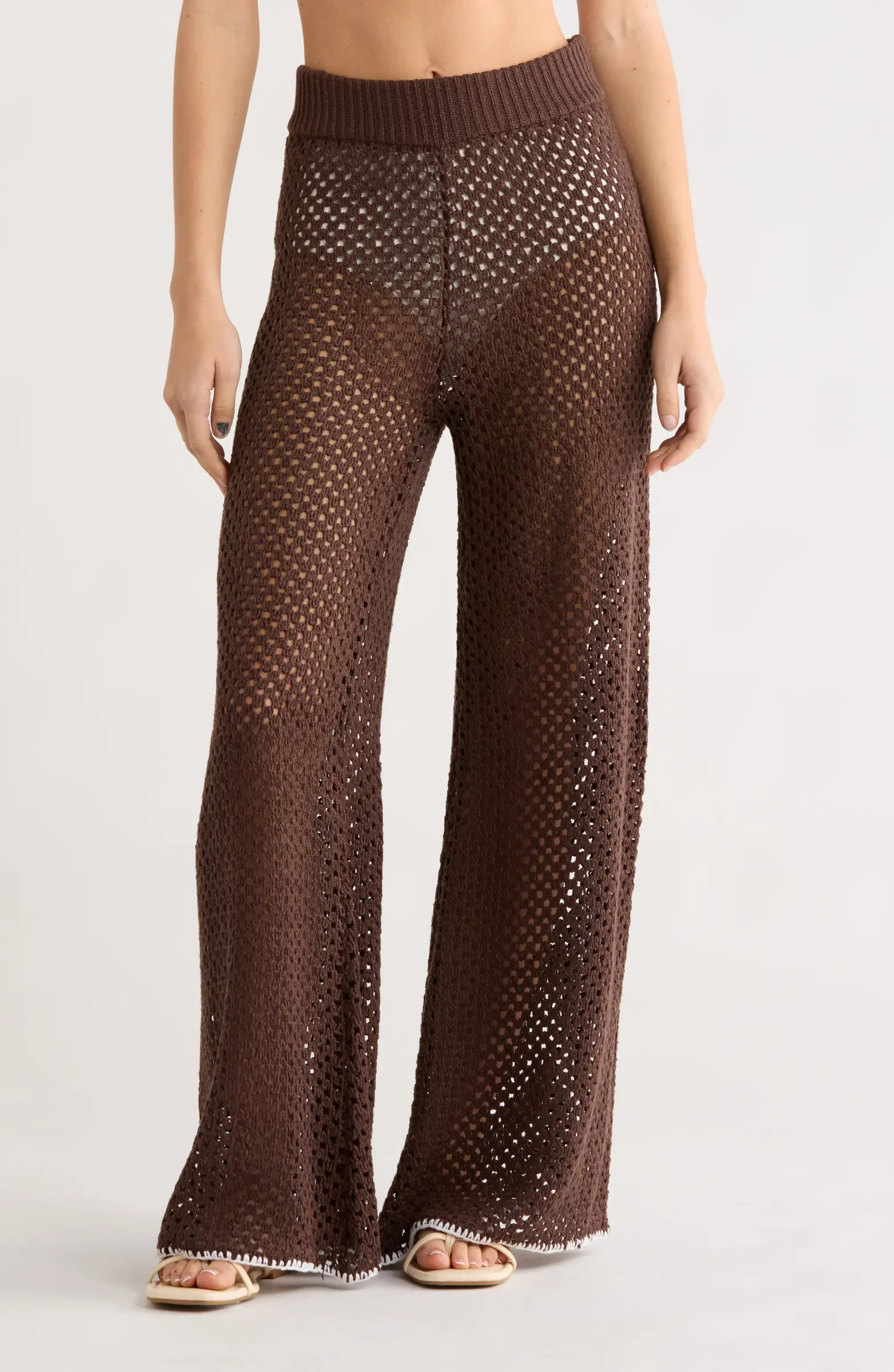 Metallic Open Stitch Cover-Up Pants | Nordstrom