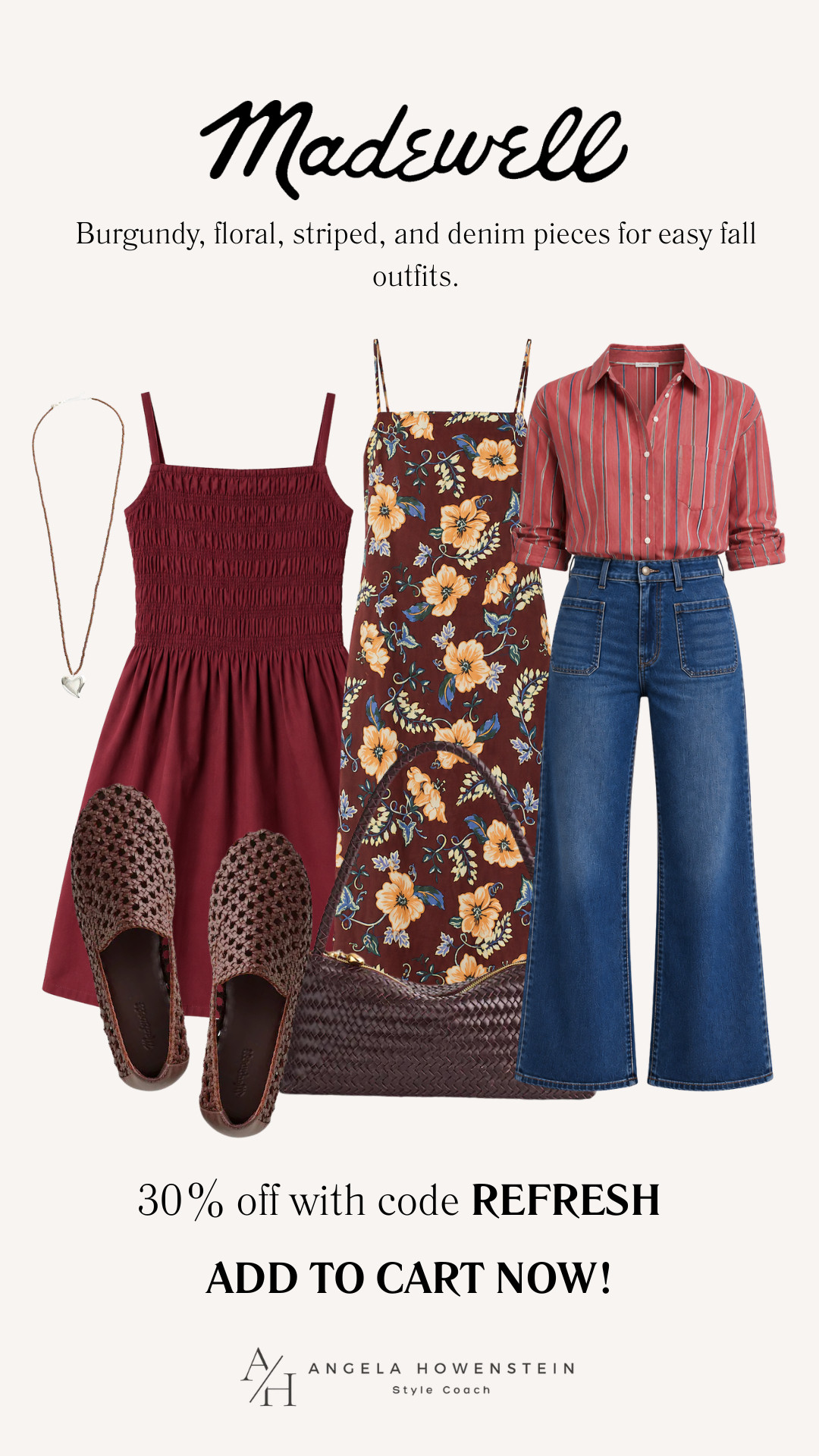 Madewell makes fall dressing so easy! 🍂 These rich burgundy, floral, and stripe pieces mix beautifully with denim and are all 30% off with code REFRESH.

👩‍💻 LTK PRO TIPS
❤️ Heart = Support my posts ;-)
🔖 Save = Get sale & restock alerts for the things you love!
📋 Lists = Keep favorites organized (List ideas: Christmas, Birthdays, and Vacations!)
📲 Share = Send lists and products to a friend (or your daughters like me).
💬 Comment = Ask me anything, and I’ll answer. ;-) 

 #LTKootd #LTKOver40 #LTKSaleAlert