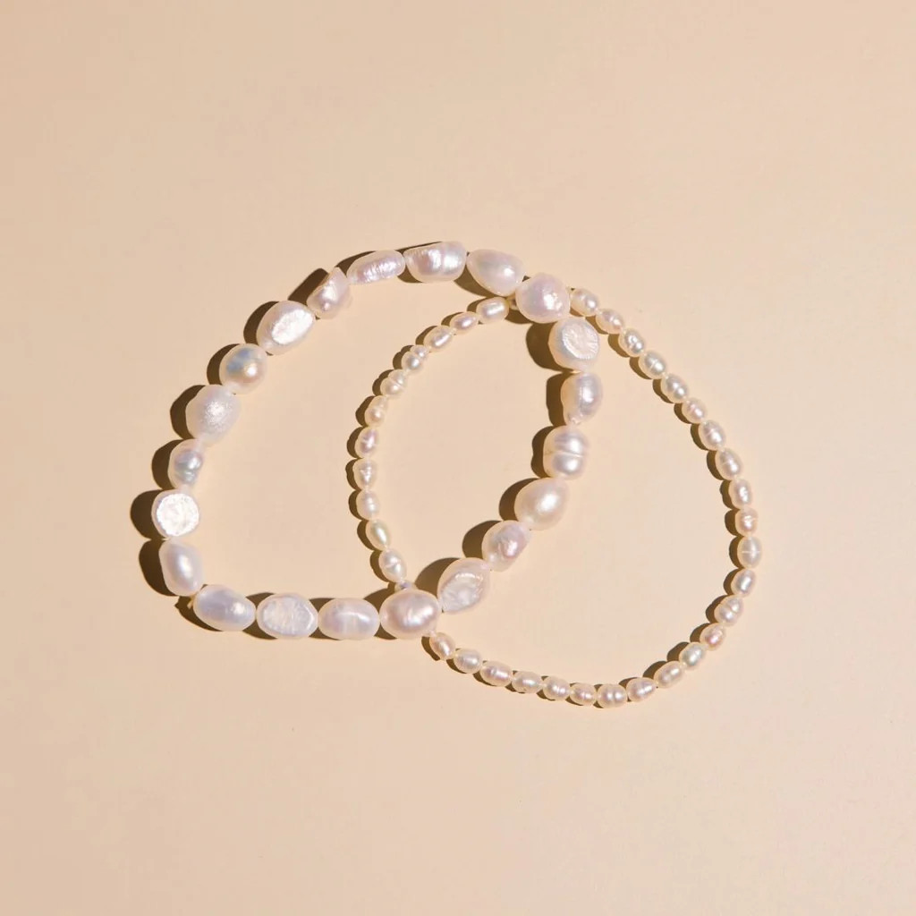 Stretchy Pearl Bracelet Set | Nickel and Suede
