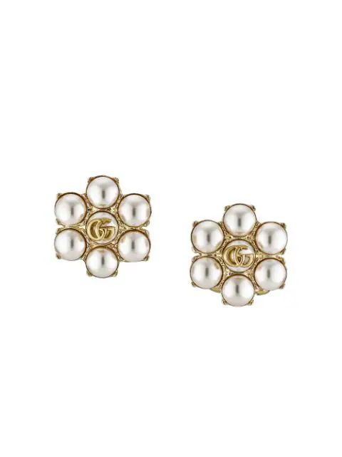 pearl double G earrings | Farfetch (US)