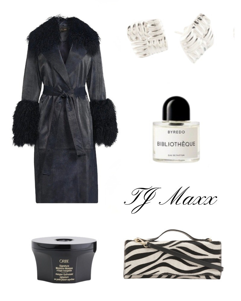 T.J Maxx luxury finds, fur jacket, silver earrings, byrido perfume, hair mask, byredo, zebra hair clutch, black.

#LTKSaleAlert #LTKFindsUnder50