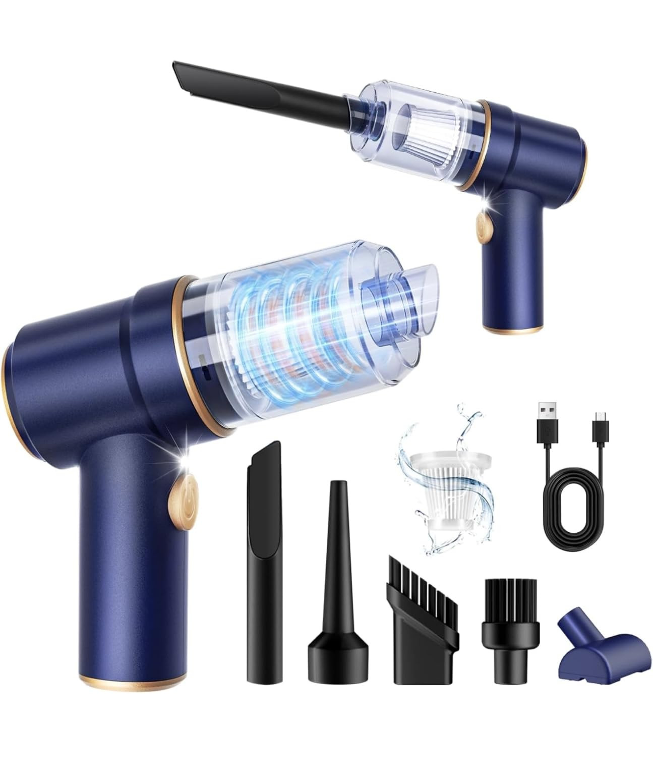 KMM Handheld Car Vacuum Cleaner, 9000Pa Vacuum Cleaner and Air Duster, 120W High Power Hand Held Vacuum with LED Light and Multi-Nozzles for Car, Home, Office, Pet | Amazon (US)