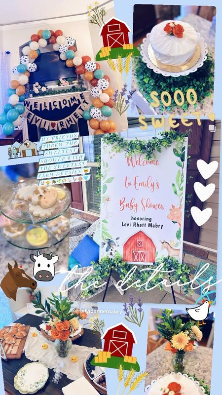 My friends threw the sweetest shower with the sweetest farm details 🥹🐮🐥🐴🌱🌾🪿🐓👶🏼🩵 linked my baby shower outfit for y’all below!! 

#LTKbump #LTKbaby