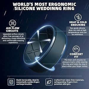 Egnaro Men's Silicone Rings 10mm Wide 2.5mm Thick Rubber Wedding Bands, Multipack 1/4/7 Breathabl... | Amazon (US)
