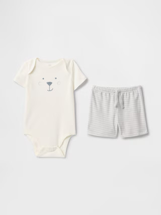 Baby Supima® Bear Bodysuit Outfit Set | Gap (US)