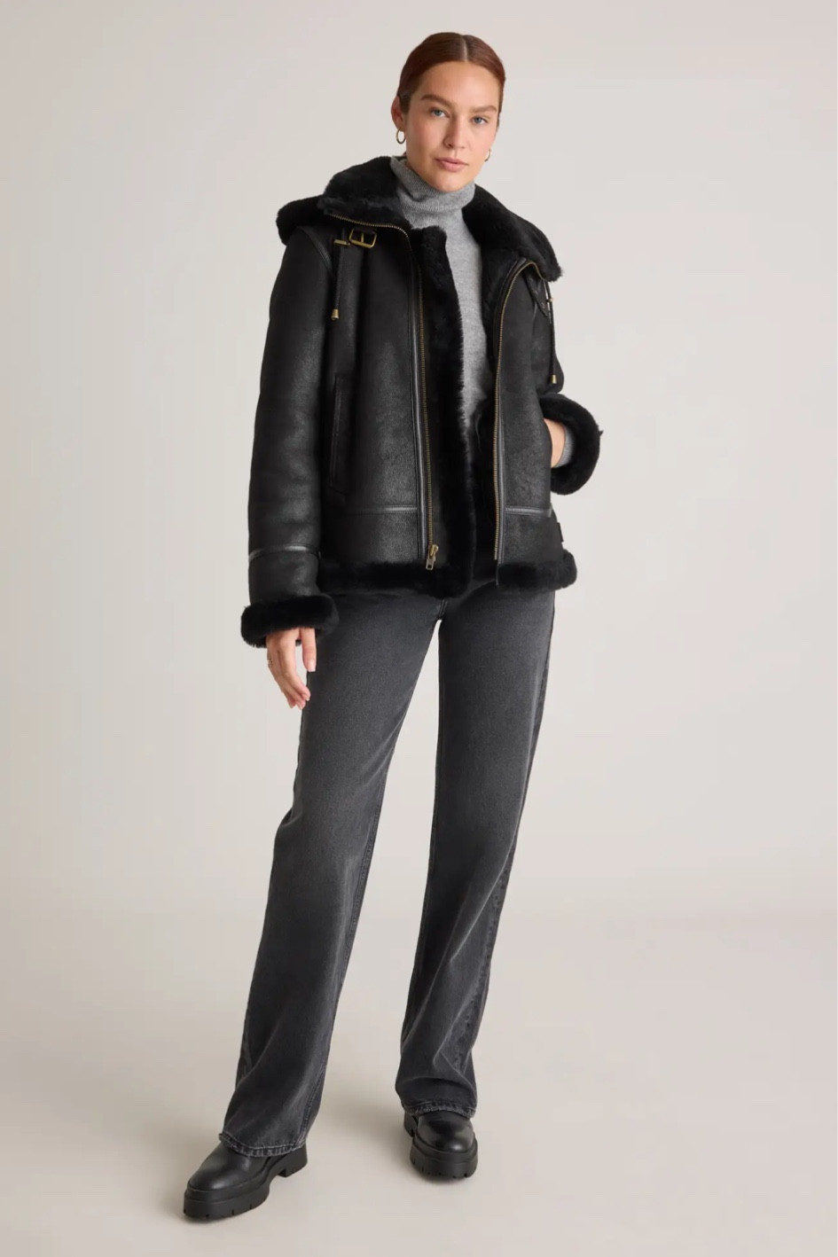100% genuine shearling sheepskin bomber jacket. Luxurious yet affordable, this sheepskin jacket naturally retains body heat to keep you warm during winter  