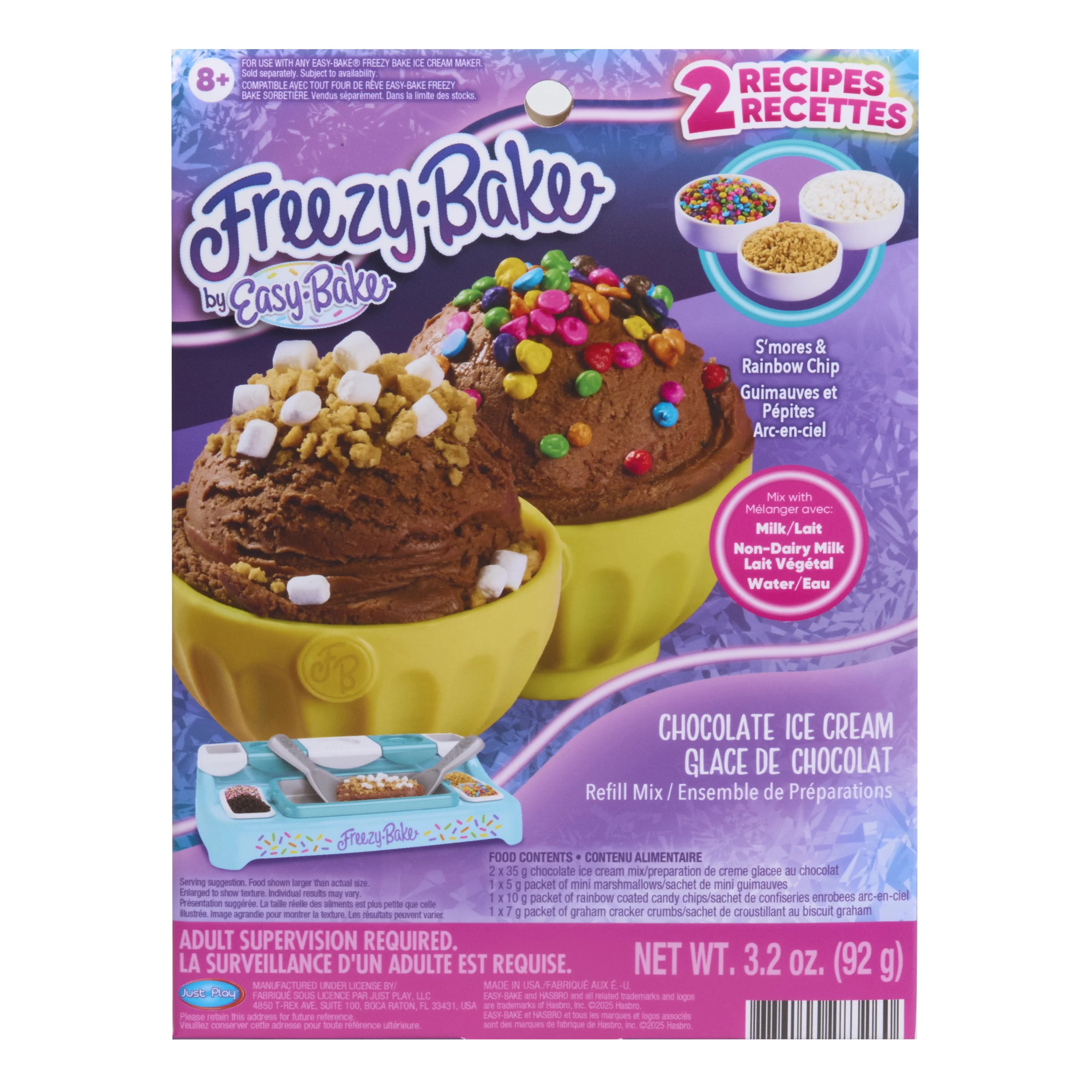 Freezy-Bake Chocolate Ice Cream Mix - S'mores and Rainbow Chip, Kids Ages 8 and up | Walmart (US)