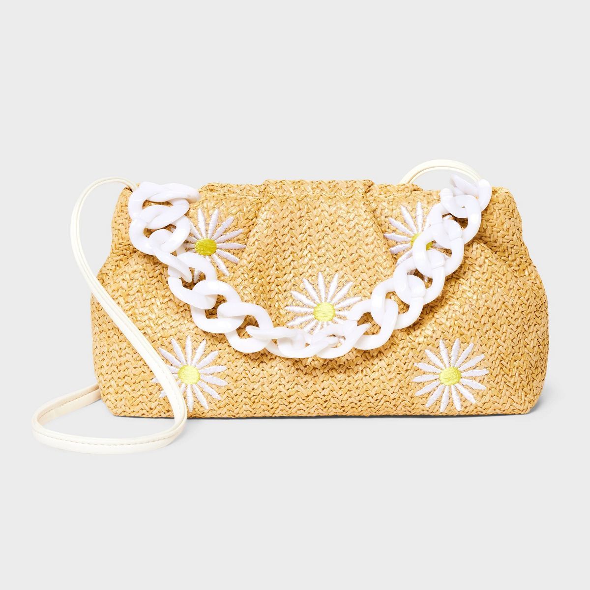 Girls' Straw Daisy Crossbody Bag Acrylic Chain - art class™ Off-White | Target