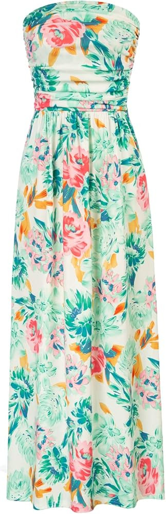 GRACE KARIN Women Strapless Casual Loose Ruched Long Maxi Dress with Pockets | Amazon (US)