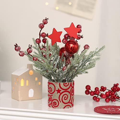 Hanzx Yuan Artirish 10Inch 2PCS Flocked Mini Potted Tabletop Christmas Tree Decor, Premium Xmas S... | Amazon (US)
