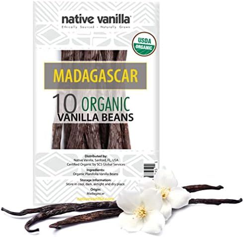 Native Vanilla - Organic Madagascar Vanilla Beans - 10 Premium Gourmet Whole Pods - For Restauran... | Amazon (US)