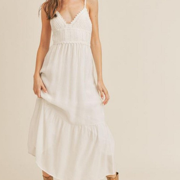 crochet top flowy white maxi dress | Poshmark
