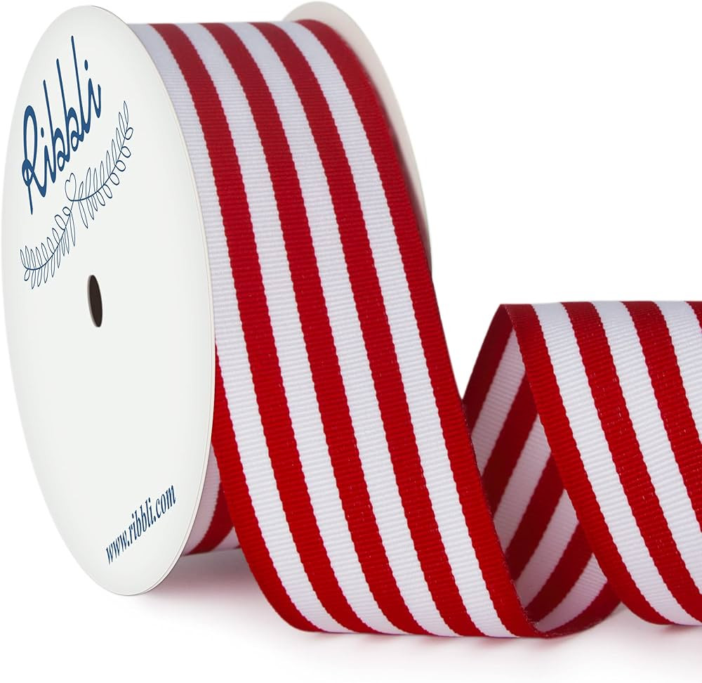 Ribbli Red and White Striped Grosgrain Ribbon,1-1/2-Inch x10-Yard,Use for 4th of July,Christmas G... | Amazon (US)