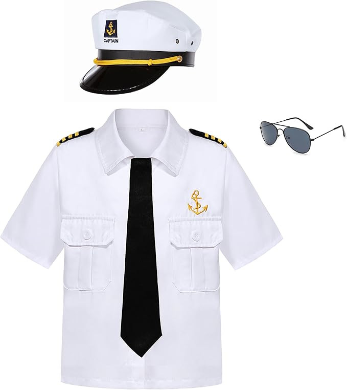 Kids Yacht Captain Costume Sailor Captain Costume with Accessories for Career Day 100 Days of Sch... | Amazon (US)