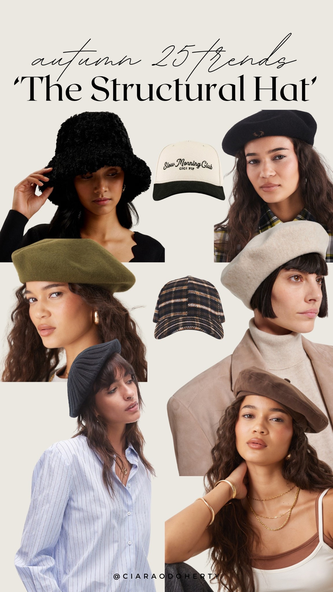Autumn 25 Trends: Structural Hats
Beret, trucker hats, pill box hats, autumn hats, winter hats

#LTKeurope #LTKireland #LTKautumn