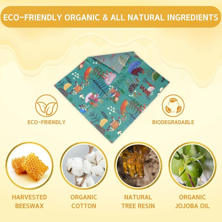 Reusable Beeswax Wrap - 9 Pack Beeswax Wraps for Food, Eco-Friendly Beeswax Food Wraps, Bread San... | Amazon (US)