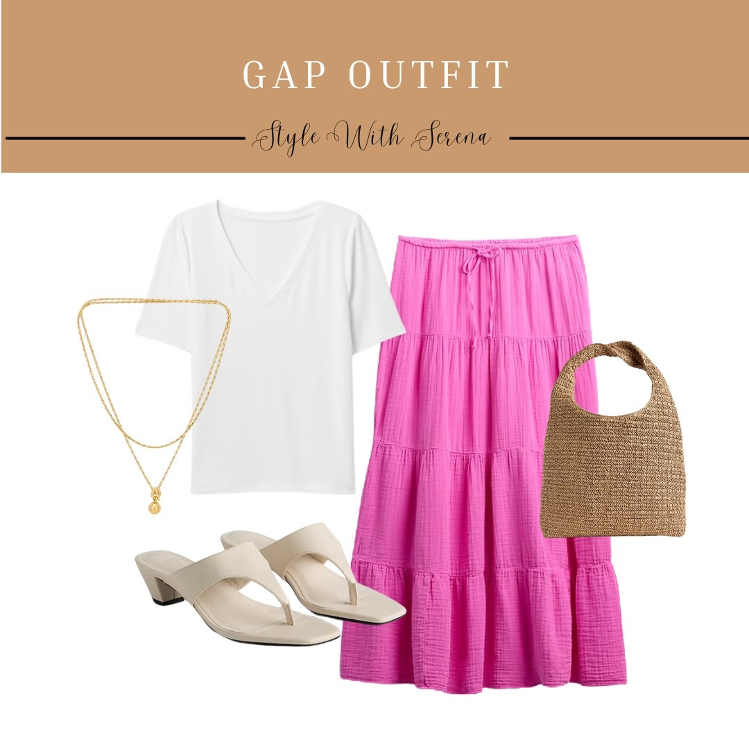 Gap outfit 
Linen skirt 
Beach outfit 
Summer outfit 
Handbag 
Sandals 

#LTKItBag #LTKSummerEdit #LTKStyleTip