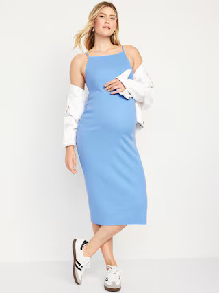 Maternity High Neck Rib-Knit Midi Dress | Old Navy (US)
