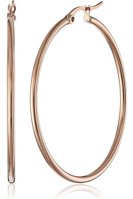 Doubnine Tube Hoop Earrings Gold Lightweight Large Earrings Women Fashion Jewelry Earrings | Amazon (US)