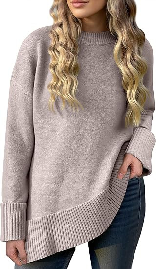 Caracilia Women's Oversized Sweaters 2025 Fall Long Sleeve Loose Knit Casual Chunky Pullover Swea... | Amazon (US)