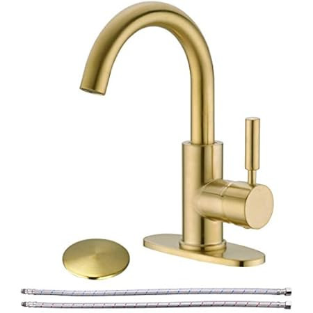 Single Handle Bar Sink Faucet 360° Swivel Spout Bathroom Sink Faucet with Deck Plate 4 Inch Centerse | Amazon (US)