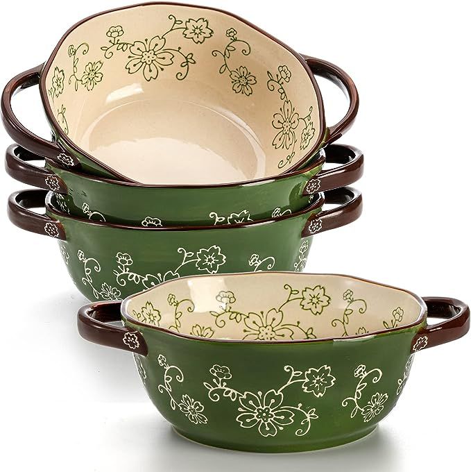 AVLA 4 Pack Ceramic Soup Bowls, 22 Ounces Porcelain Serving Bowl Set with Double Handle, Large Ce... | Amazon (US)