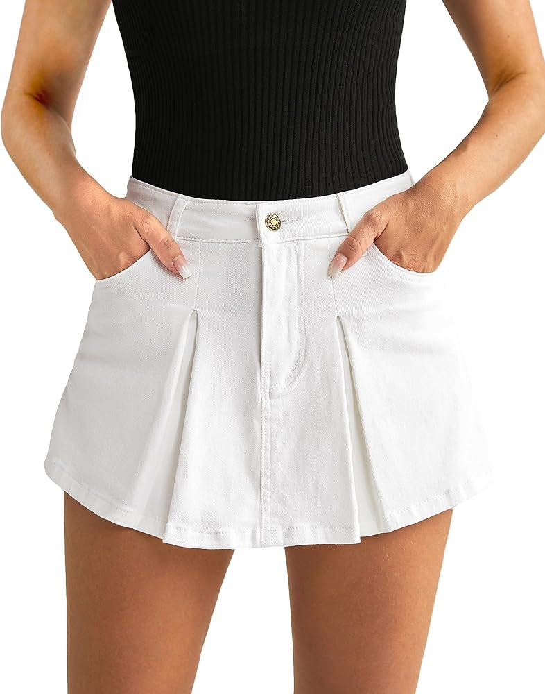 luvamia Skorts for Woman High Waisted Denim Shorts Trendy Jean Skort Skirt Country Concert Outfit... | Amazon (US)