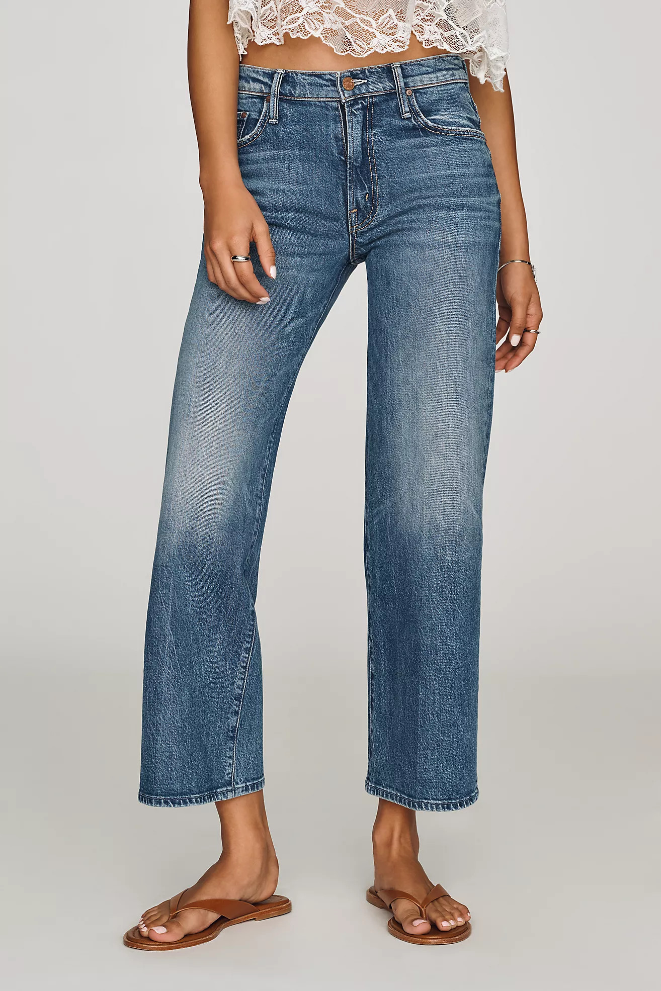 MOTHER Maven Mid-Rise Cropped Wide-Leg Jeans | Anthropologie (US)