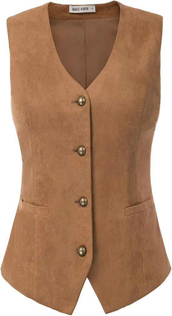 GRACE KARIN Womens Waistcoat Vest Vintage Steampunk Dress Jacquard Jacket | Amazon (US)