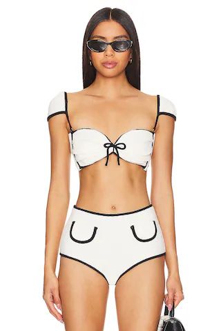 Montce Swim X Olivia Culpo Cabana Bows Bikini Top in Cream Terry Rib from Revolve.com | Revolve Clothing (Global)