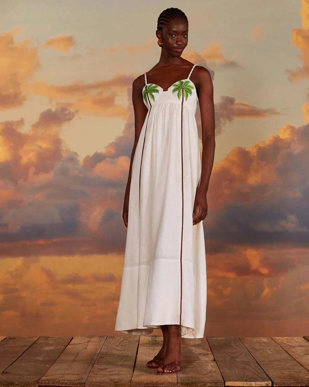 Coconut Tree Embroidered Maxi Dress | ban.do