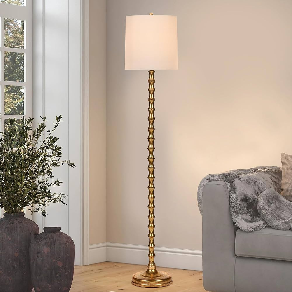 64.5" Gold Floor Lamp for Living Room, Gold Bamboo Floor Lamps for Bedroom, Tall Skinny Lamp for ... | Amazon (US)
